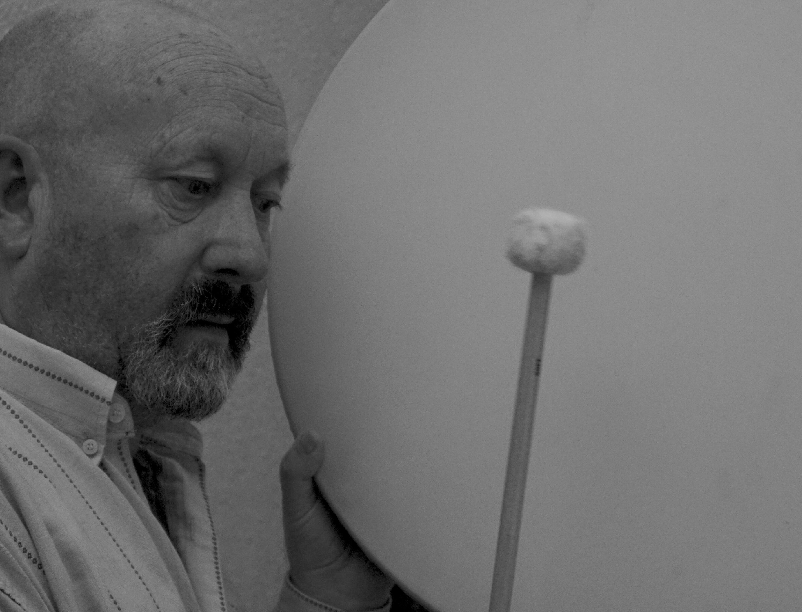 Rupert strikes the drum. Photo: Nicola Rupert is seen striking the drum. Photo: Nicola